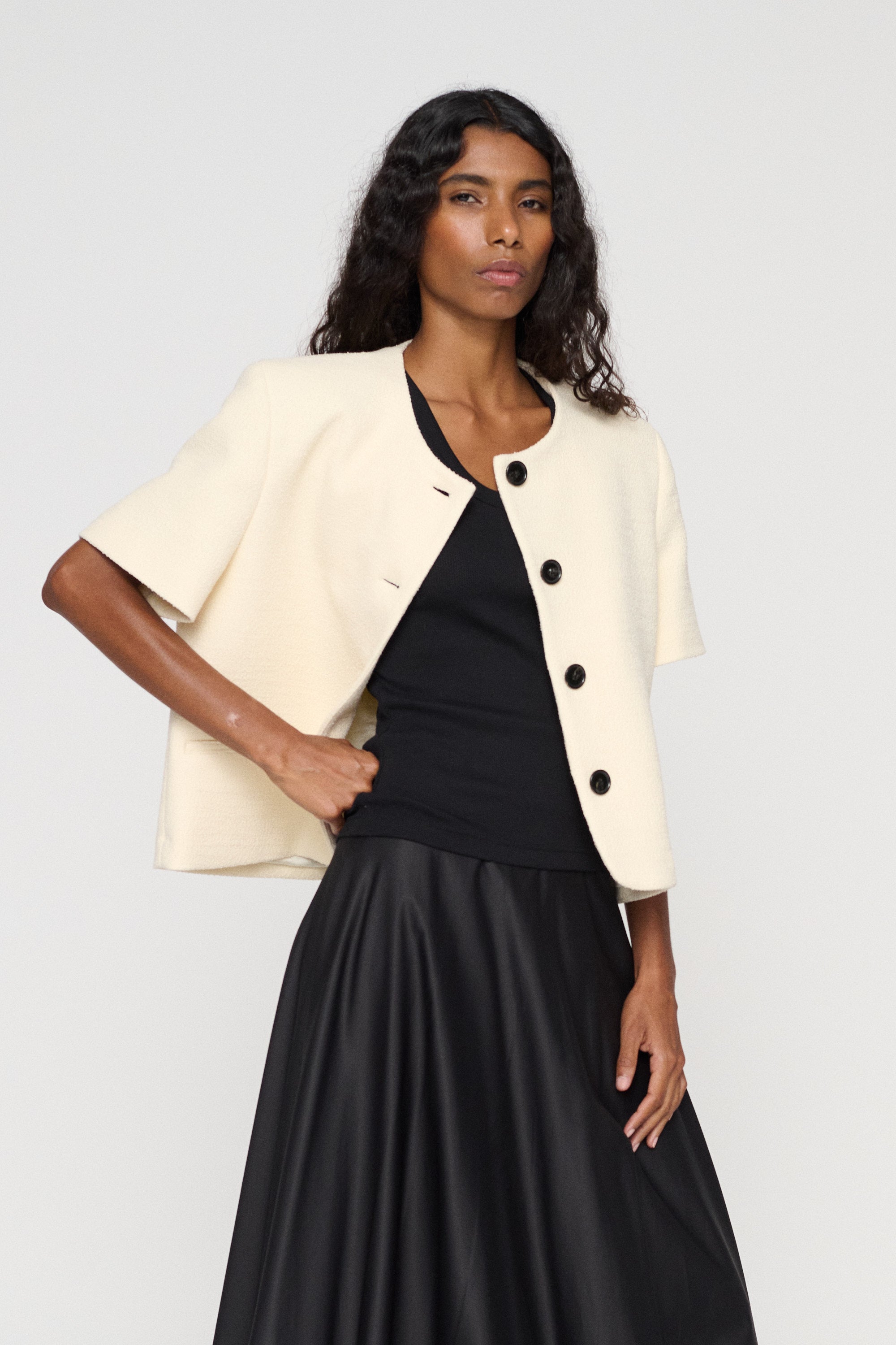 ジャケット・アウター andmary Ange short coat Ivory ANDMARY】Ange short coat